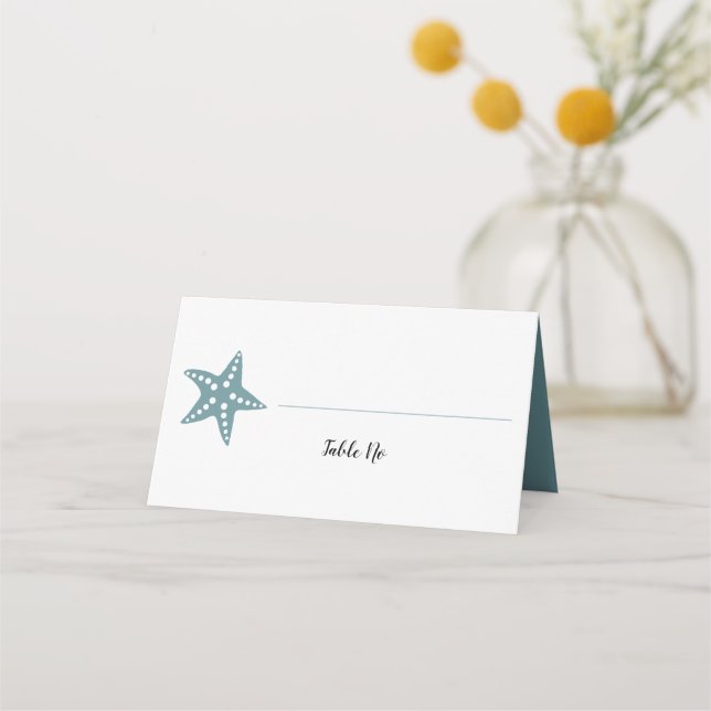 Modern Starfish Wedding Table Number Place Card (Front)