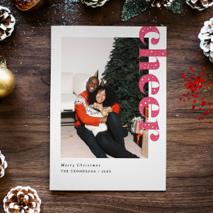 Modern Starry Cheer Christmas Photo Holiday Card