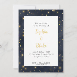 Modern Starry Night Celestial Wedding Invitation