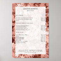 Modern, stars glam salon price list Poster