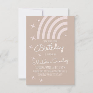 Modern Stars Rainbow Birthday Party Muted Colours  Invitation