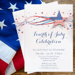 Modern Stars & Stripes 4th of July Invitation<br><div class="desc">Modern star fourth of July invitation featuring a blue star with red & blue ribbon stripes set on a white background. Flip the back of our summer patriotic holiday invite over to view a matching ribbons back. Stylish invitation for a memorial day barbecue, 4th of July cookout, Labour day party,...</div>