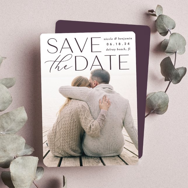 Modern Statement | Vertical Photo Save The Date (Creator Uploaded)
