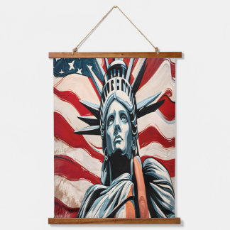 Modern Statue of Liberty with American Flag Art Hanging Tapestry