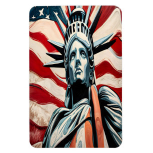 Modern Statue of Liberty with American Flag Art Magnet