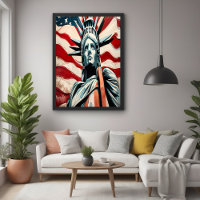 Modern Statue of Liberty with American Flag Art