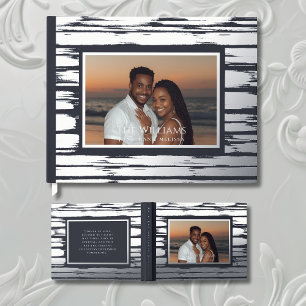 Modern Steel Gray Foil Wedding Guestbook Beachy