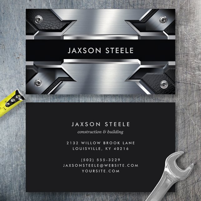  Modern Steel Industrial Rivet Metal  Business Card (Creator Uploaded)