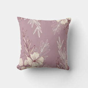 Modern Stencil Creme Floral Throw Pillow