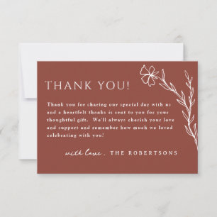 Modern Stenciled Botanical Wedding Thank You Card