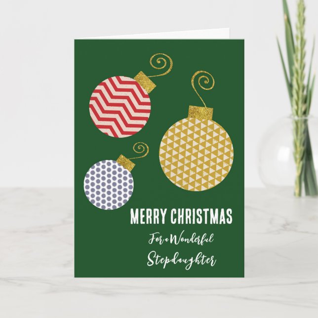 Modern Stepdaughter Merry Christmas Card (Front)