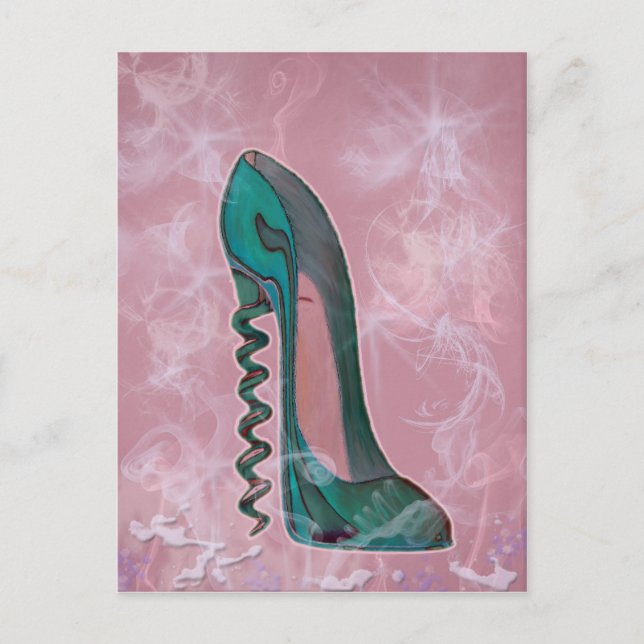 Modern Stiletto shoe corkscrew heel art Postcard (Front)