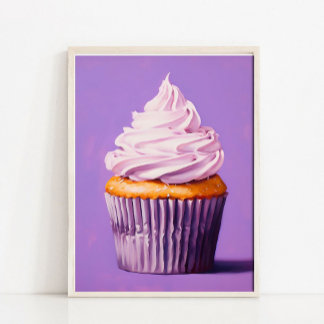 Modern Still Life Painting, Purple Cupcake Pop Art Poster