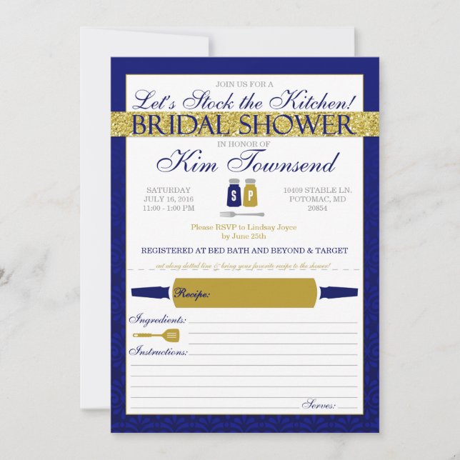 Modern Stock the Kitchen Bridal Shower Invites (Front)