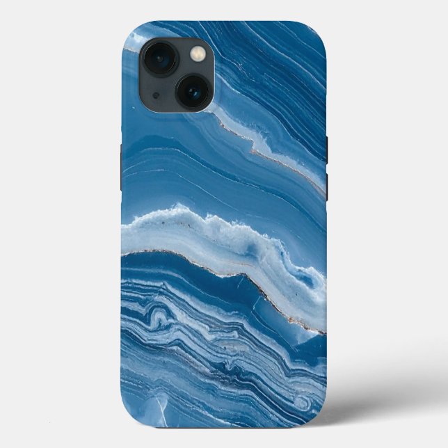 Modern Stone Dusty Blue Marble Case-Mate iPhone Case (Back)
