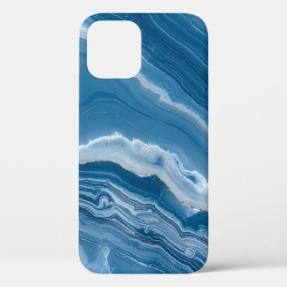 Modern Stone Dusty Blue Marble iPhone 12 Case