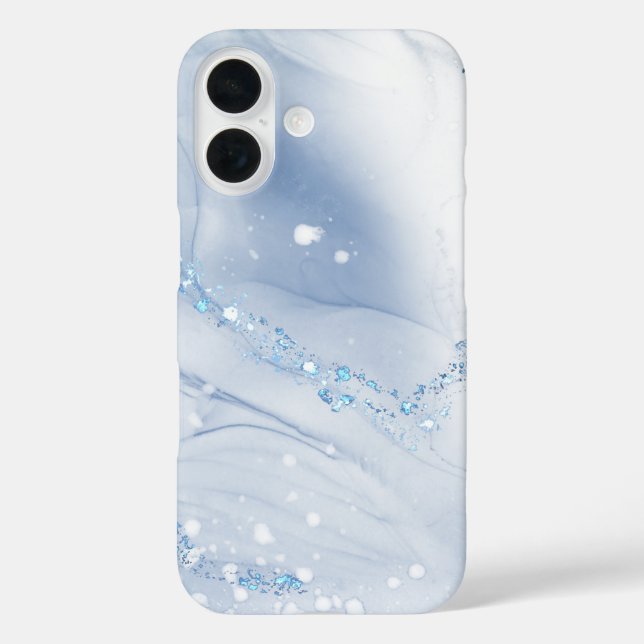 Modern Stone Dusty Blue Marble Case-Mate iPhone Case (Back)