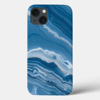 Modern Stone Dusty Blue Marble iPhone 13 Case