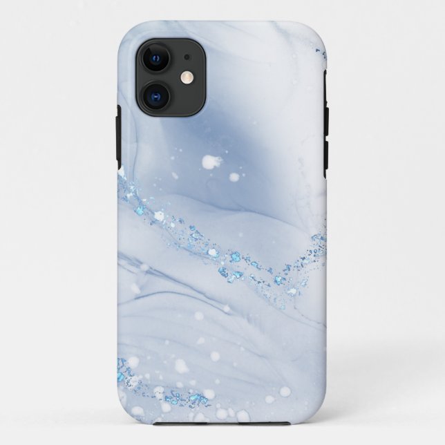 Modern Stone Dusty Blue Marble Case-Mate iPhone Case (Back)
