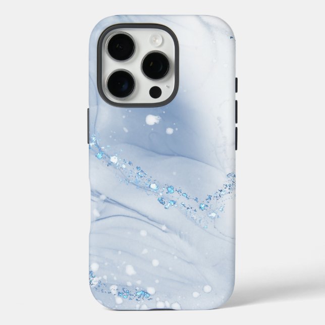Modern Stone Dusty Blue Marble Case-Mate iPhone Case (Back)