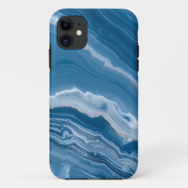 Modern Stone Dusty Blue Marble Case-Mate iPhone Case (Back)