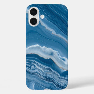 Modern Stone Dusty Blue Marble iPhone 16 Plus Case