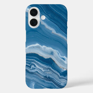 Modern Stone Dusty Blue Marble iPhone 16 Case