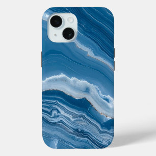 Modern Stone Dusty Blue Marble iPhone 15 Case