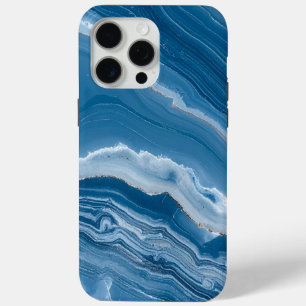 Modern Stone Dusty Blue Marble iPhone 15 Pro Max Case
