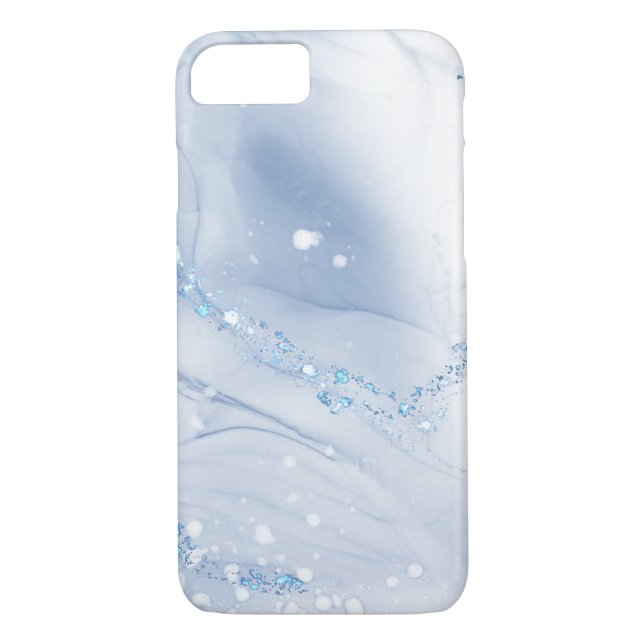 Modern Stone Dusty Blue Marble Case-Mate iPhone Case (Back)