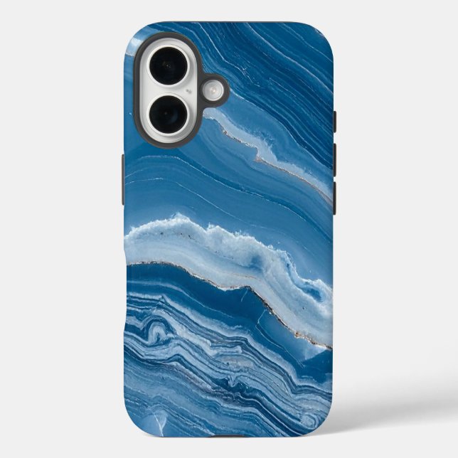 Modern Stone Dusty Blue Marble Case-Mate iPhone Case (Back)
