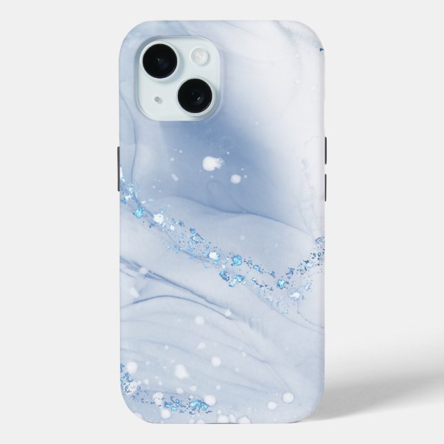 Modern Stone Dusty Blue Marble Case-Mate iPhone Case (Back)