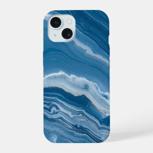 Modern Stone Dusty Blue Marble iPhone 15 Case