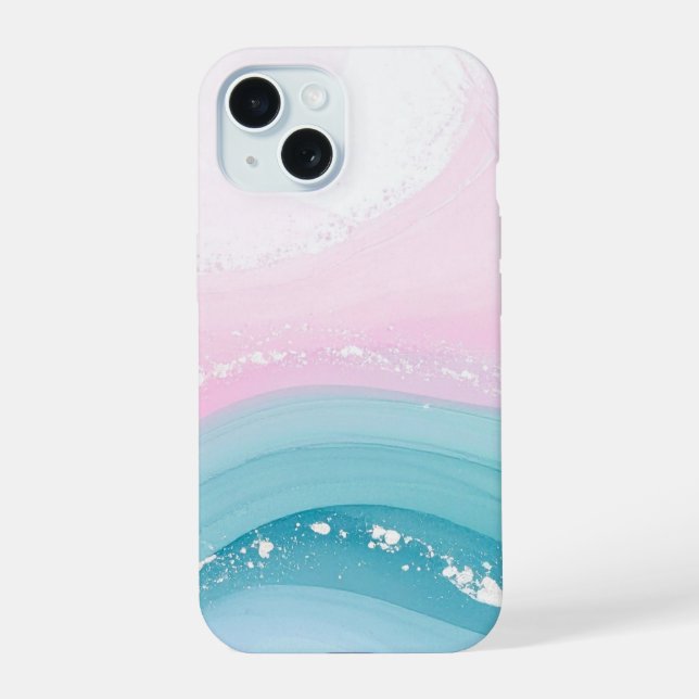 Modern Stone Dusty Blue Marble iPhone 15 Case (Back)