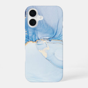 Modern Stone Dusty Blue Marble iPhone 16 Case