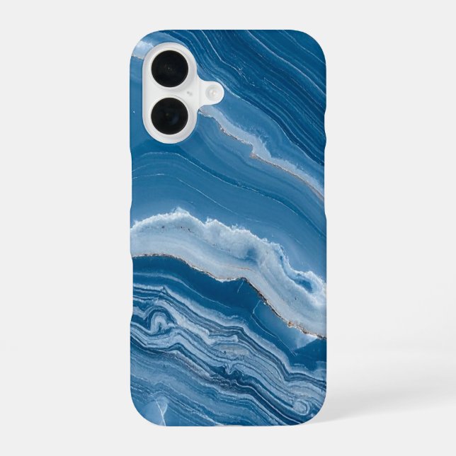 Modern Stone Dusty Blue Marble  iPhone 16 Case (Back)