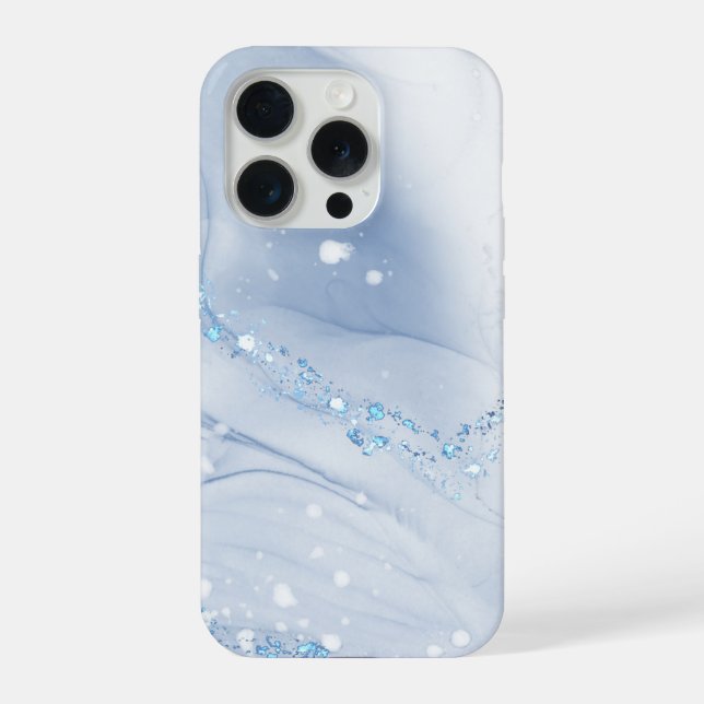 Modern Stone Dusty Blue Marble iPhone Case (Back)
