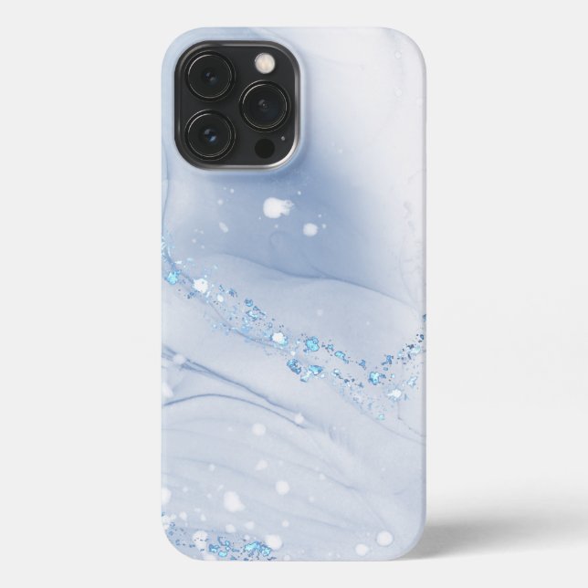 Modern Stone Dusty Blue Marble iPhone Case (Back)
