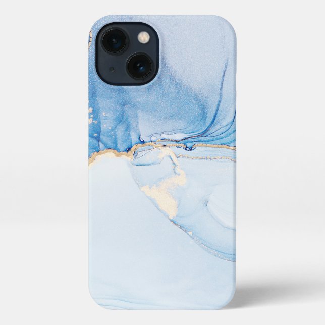 Modern Stone Dusty Blue Marble iPhone Case (Back)