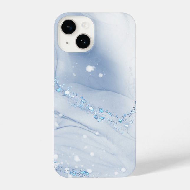 Modern Stone Dusty Blue Marble iPhone Case (Back)