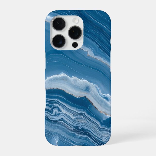 Modern Stone Dusty Blue Marble iPhone Case (Back)