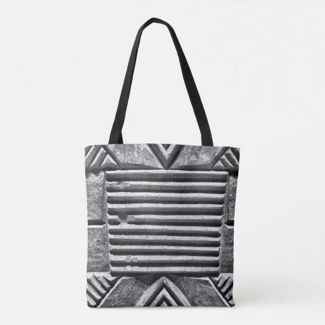 Modern Stone Geometric Black & White Photo Pattern Tote Bag (Back)