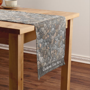 Modern Stone Rock Masonry Pattern Personalized Short Table Runner