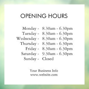 Modern Store Hours   Business Opening Times