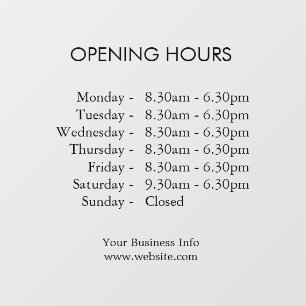 Modern Store Hours   Custom Business Opening Times