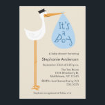 Modern Stork Baby Shower Invitation - Boy<br><div class="desc">A wonderful modern baby shower invitation featuring a stork!</div>