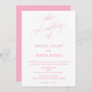 Modern Strawberry Milk and White Simple Wedding Invitation