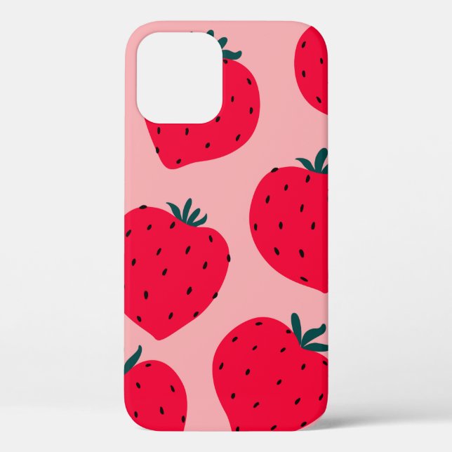 Modern strawberry seamless pattern. Big red round  Case-Mate iPhone Case (Back)