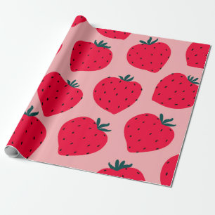 Modern strawberry seamless pattern. Big red round  Wrapping Paper
