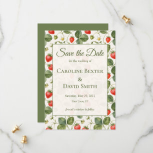 Modern Strawberry Summer Fruit Garden Wedding Save The Date
